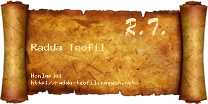 Radda Teofil névjegykártya